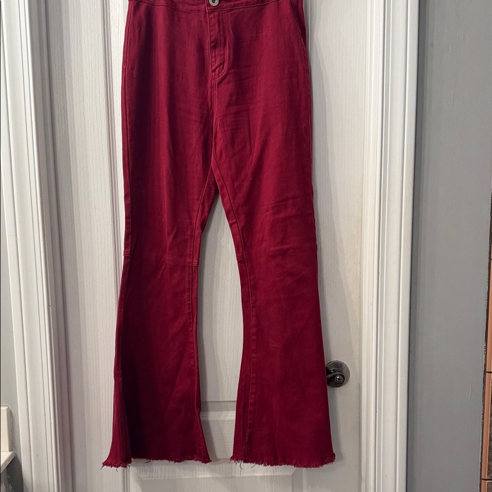 Women’s Red Flared:large bell Jeans